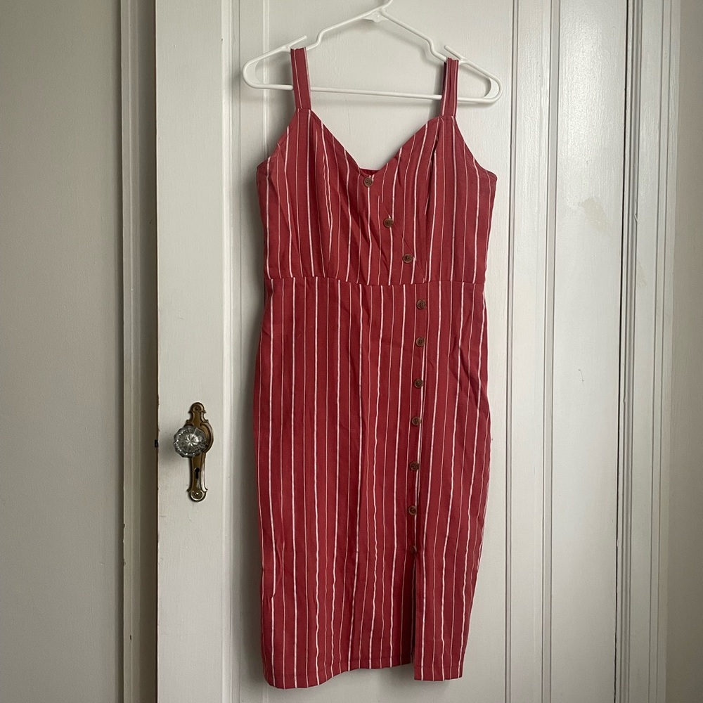 Love Sadie Red Stripe Sweetheart Midi Sun Dress